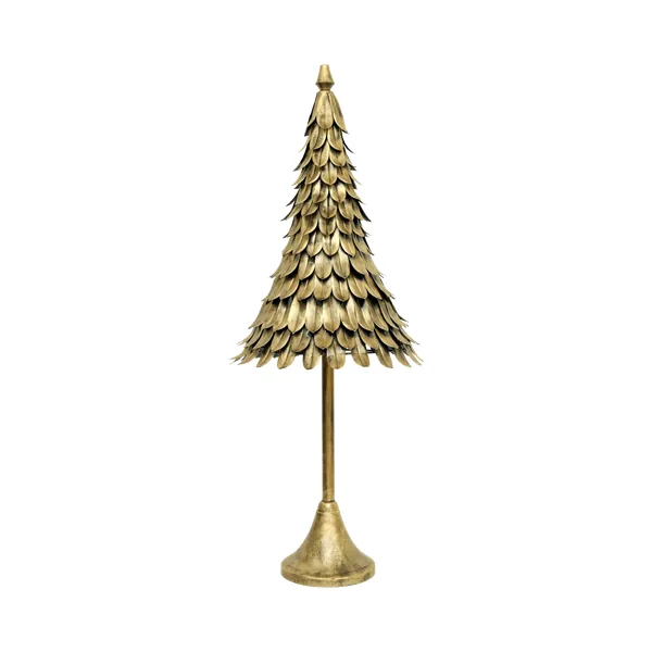 Gold metal iron Christmas tree on a stand
